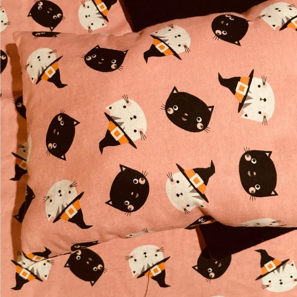 Halloween Cat Blanket Pillow Set 29”x32”